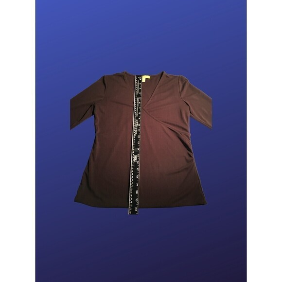 𝅺sigrid OLSEN Surplice Wrap Top, CHOCOLATE BROWN, Women’s Size X-Small, NWOT - Picture 6 of 8
